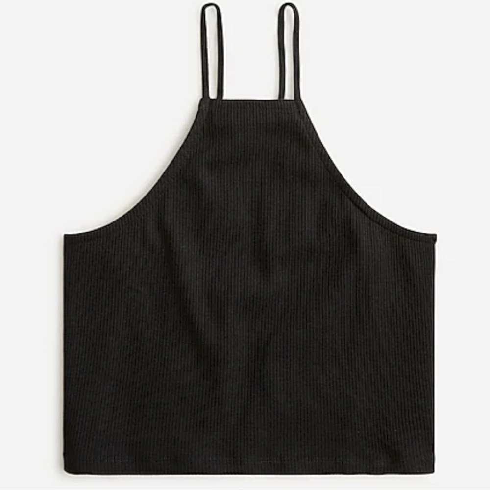 🖤 J.Crew Vintage-Inspired Ribbed Halter Tank – Black | Size L